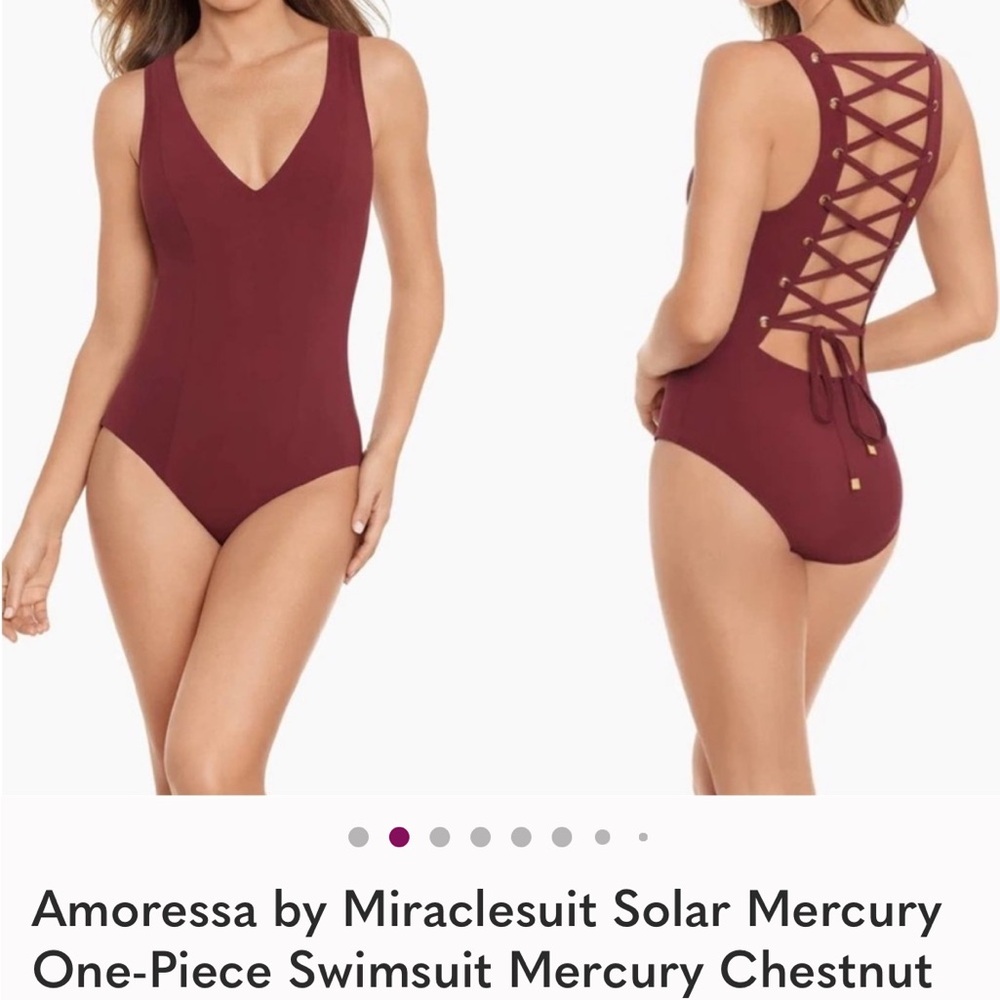 Miraclesuit Chestnut Lace-Up One-Piece Swimsuit. NWT. 10
